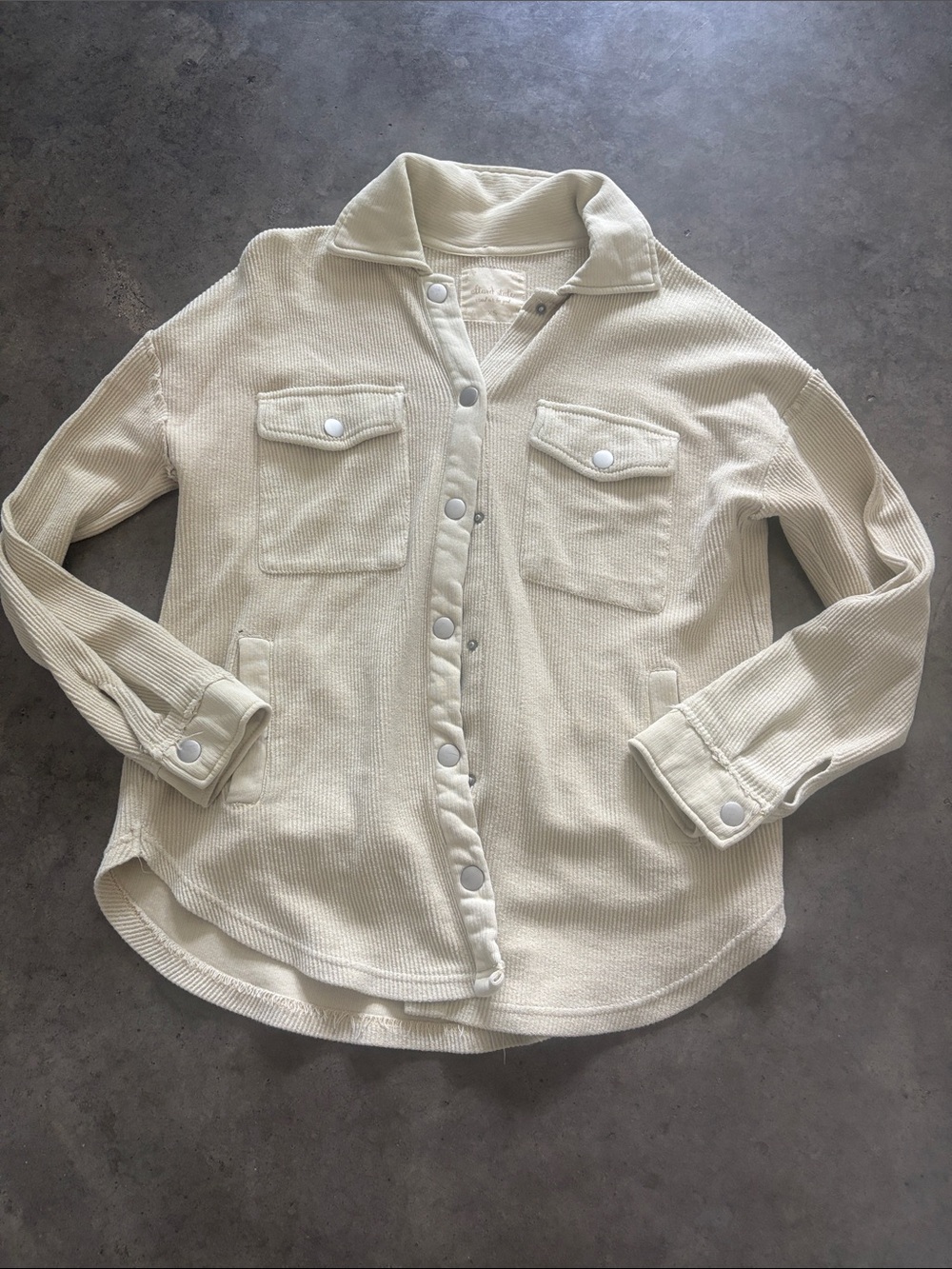 Altard State Cream Button-Front Corduroy Shacket